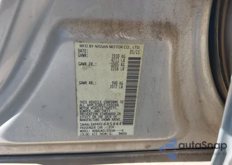 2015 Nissan Altima 2.5 Sv from USA, damaged, VIN 1N4AL3AP4FC445444